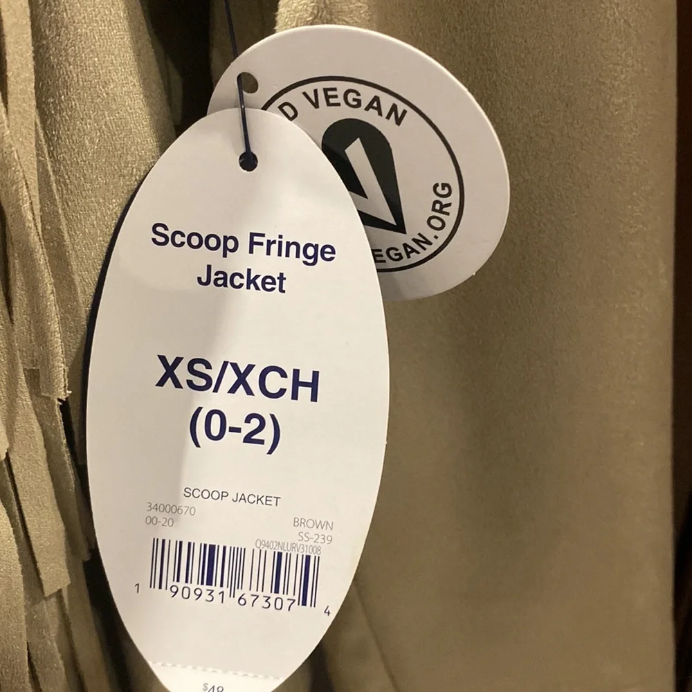 SCOOP VEGAN NWT FRINGE SHORT JACKET